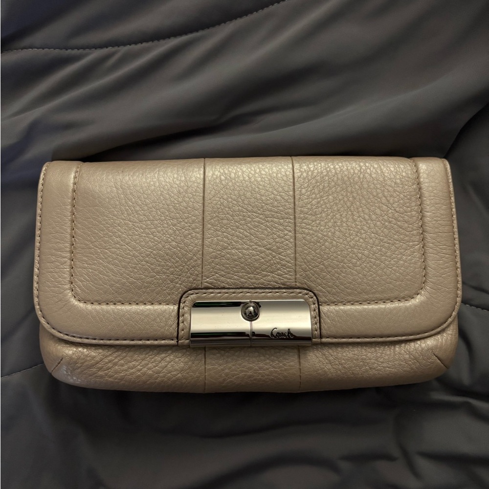 Coach Kristen Metallic Pink Leather Clutch